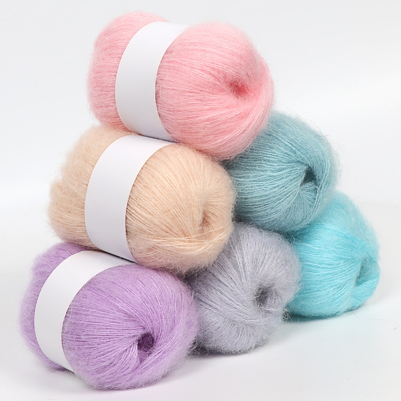 25G Praktische Mohair Garen Zachte Fijne Wol Haak Garen Voor Breien Sjaal Kleding Hoed Delicate Glad Wol Garen