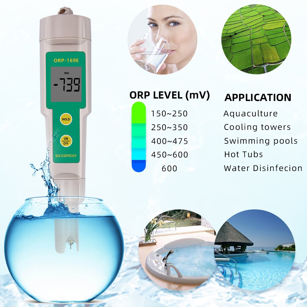 ORP/Redox 169E Tester waterproof ORP Meter Tester Monitor Pen Water Testing 0~+/-1999mV 50%off