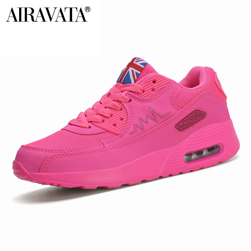 Frauen Bunte Gedruckt Luftpolster Turnschuhe draussen lässig Schuhe: Rosa / 37