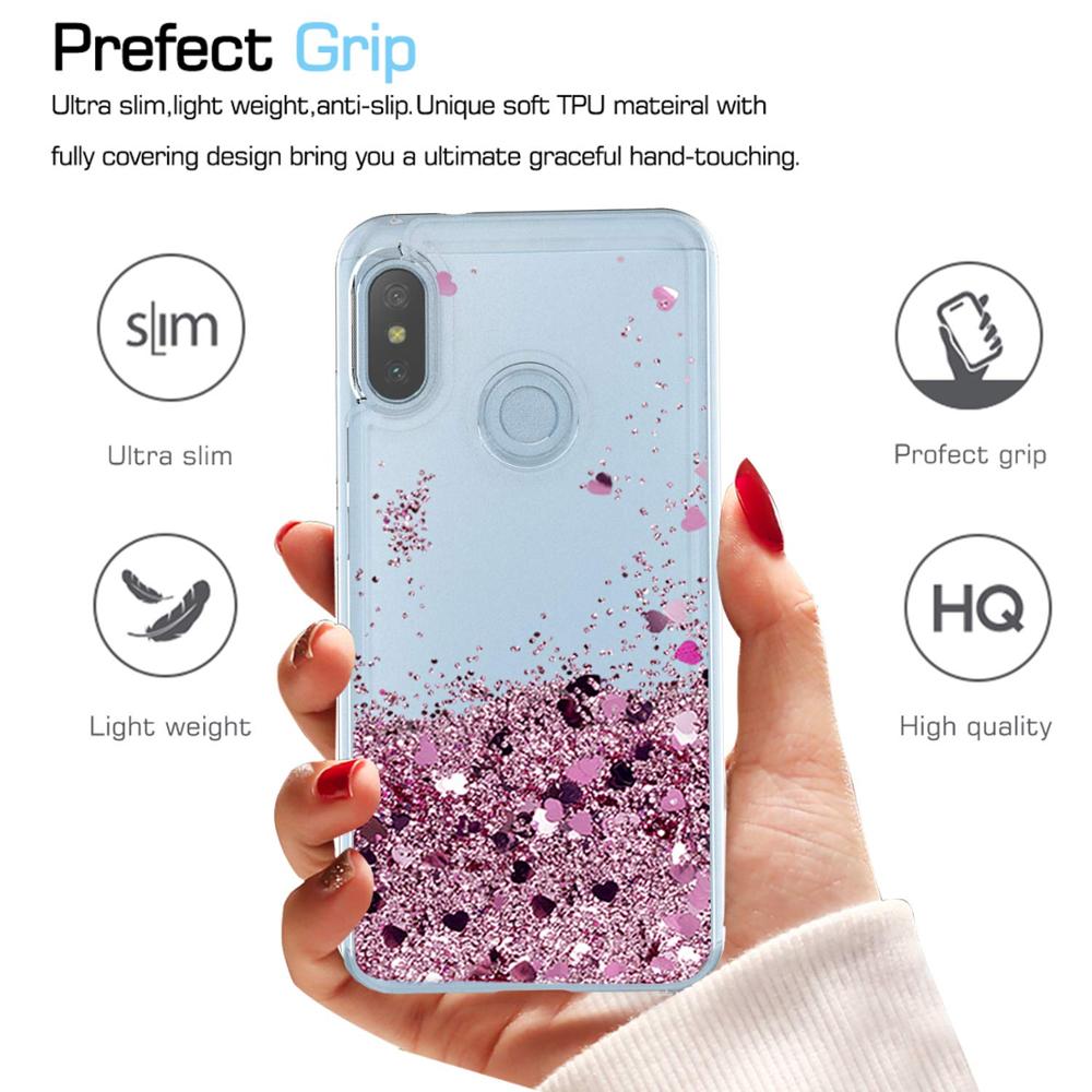 Bling Glitter Liquid Case For Redmi 6 Pro Silicone Coque For Xiaomi Redmi 6 6A 6 Pro 7 7A Note 6 7 Dynamic Qicksand Star Cover