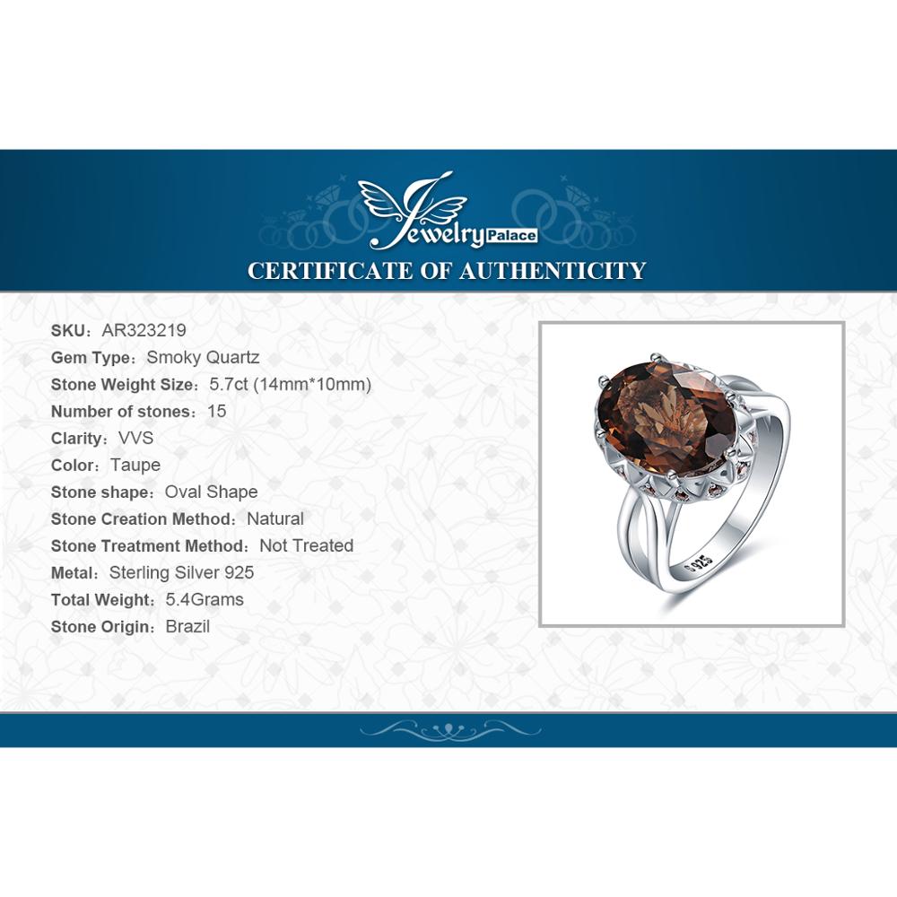 JewelryPalace 5.7ct forma Oval creado de cuarzo ahumado anillo cóctel anillo de Plata de Ley 925 de té de flor de cristal anillo de boda