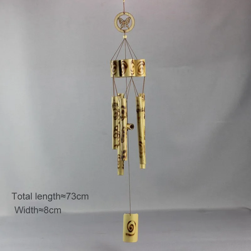 Handmade Tubes Bamboo Bell Natural Wind Chimes Indoors Pendant Balcony Home Hotel Decor Outdoor Yard Garden Windchime Crafts: light green