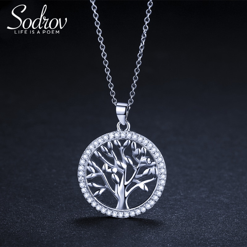 Sodrov 925 Sterling Zilver 20Mm Boom Van Leven Zilveren Ketting Voor Vrouwen Natuur Lucky Zilver 925 Sieraden Ketting