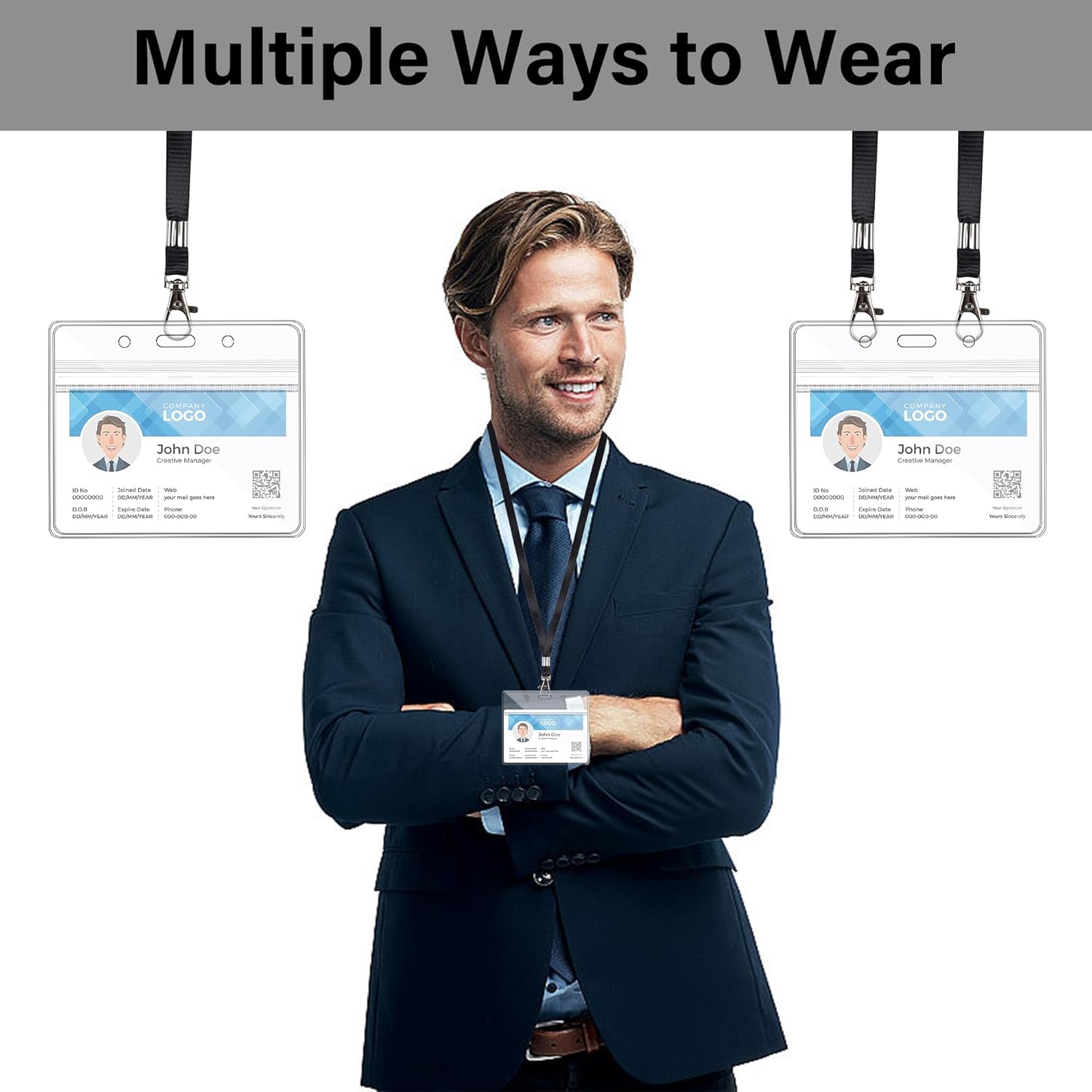 10-30Pcs Horizontal ID Card Badge Holder Waterproof Clear Card Sleeve Case Cover ID Card Protector Pouch with Resealable Zip