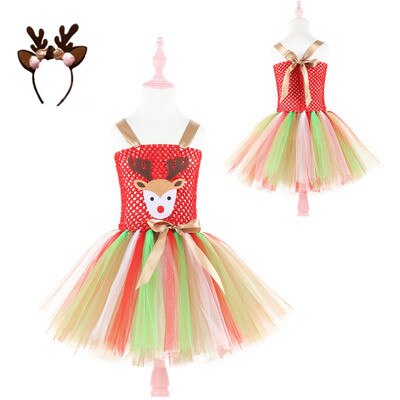 Vestido tutú de ciervo de Navidad para niñas 1 er cumpleaños vestidos de feliz Purim Halloween invierno Cosplay ropa para niños