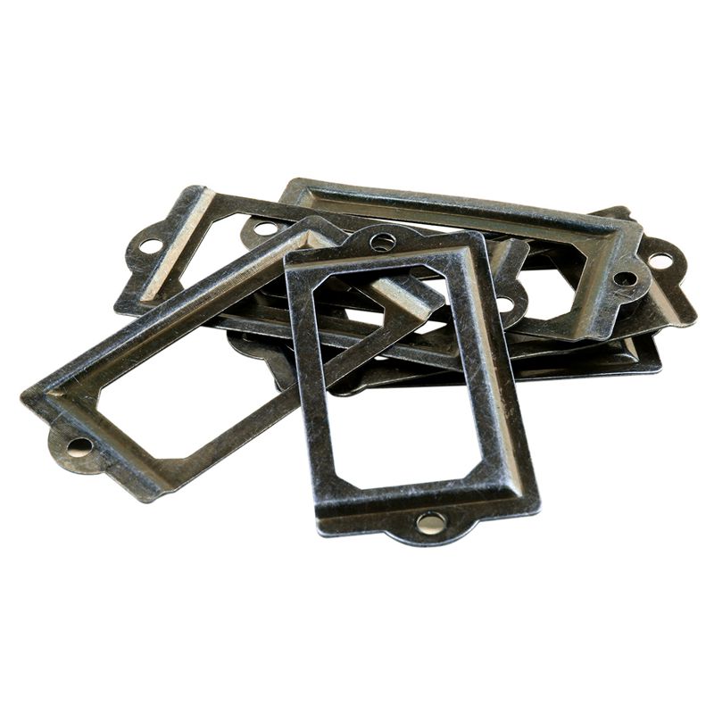 Post Office File Drawer Door Tag Label Card Holder Bronze Tone 8 Pcs