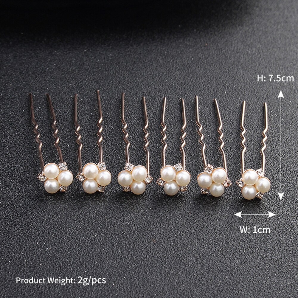 Conjunto de 6 unidades de horquillas hechas a mano para el cabello para mujer, accesorios de perlas, broches para el cabello, horquillas de pelo para de boda, joyería para el pelo