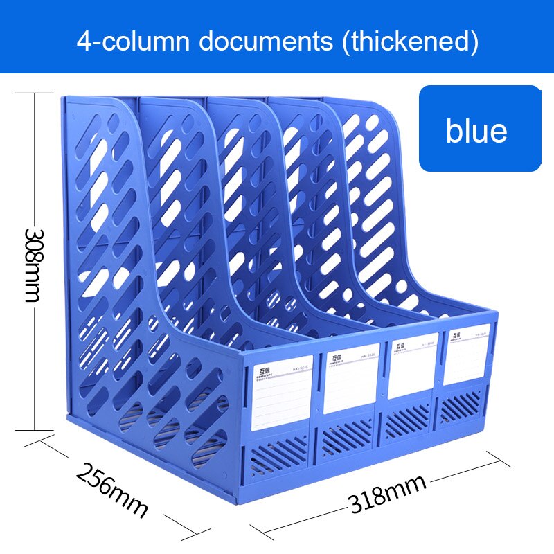 4-column File Rack Frame Book Stand Bookshelf File Basket Office Supplies Simple Desk Top Folder Storage Box Desk Organizer: Blue
