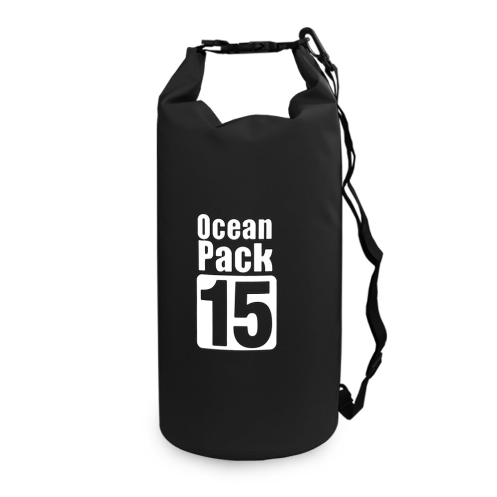 10L /15L /20L /30L Outdoor Waterproof Dry Backpack Water Floating Bag Roll Top Sack for Kayaking Rafting Boating River Trekking: Black 15L