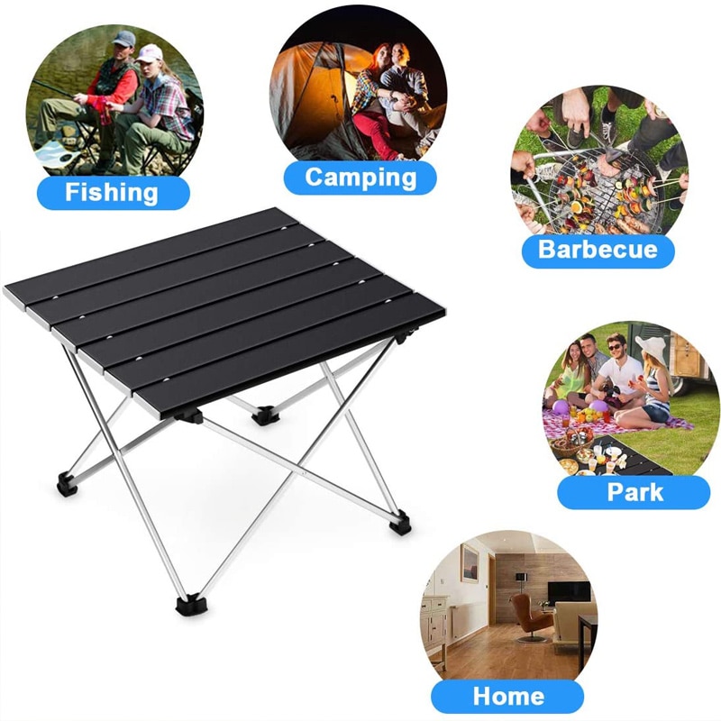 Kleine opvouwbare kampeertafel draagbare strandtafel - opvouwbare picknicktafel in een tas