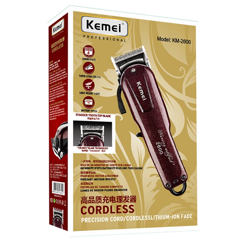 Wiederaufladbare Trimmer Kemei2600 Kemel Elektronische Haar Cutter Kamei Friseur Maschine Kemey Elektrische Rasierer Kmei Haarschneidemaschine: mit Verkauf Kasten / UK Stecker