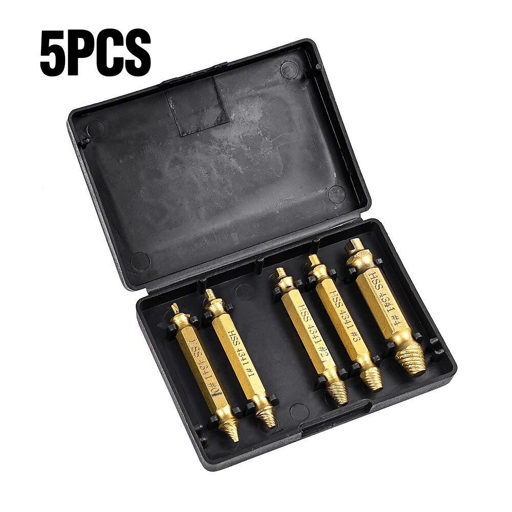 Vastar Double Side Schroef Extractor Set Gebroken Hoofd Schroef Removal Tool Hoge Sterkte Remover Boren Beschadigd Bolt Extractor: 5pcs gold