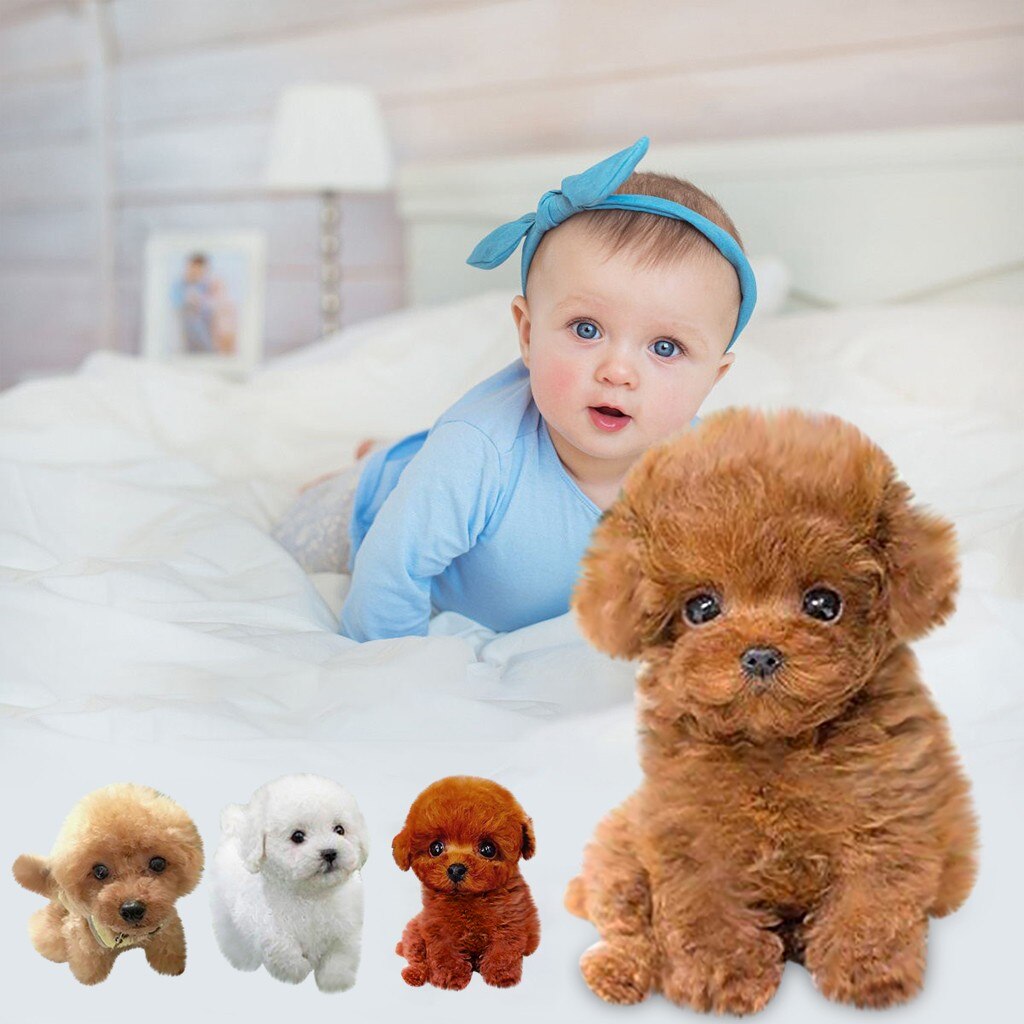1PCS Electric Toy Soft Realistic Teddy Dog Plush Walking Glowing Barking Dog Funny Simulation Moving Plush Stuffed Doll Toys