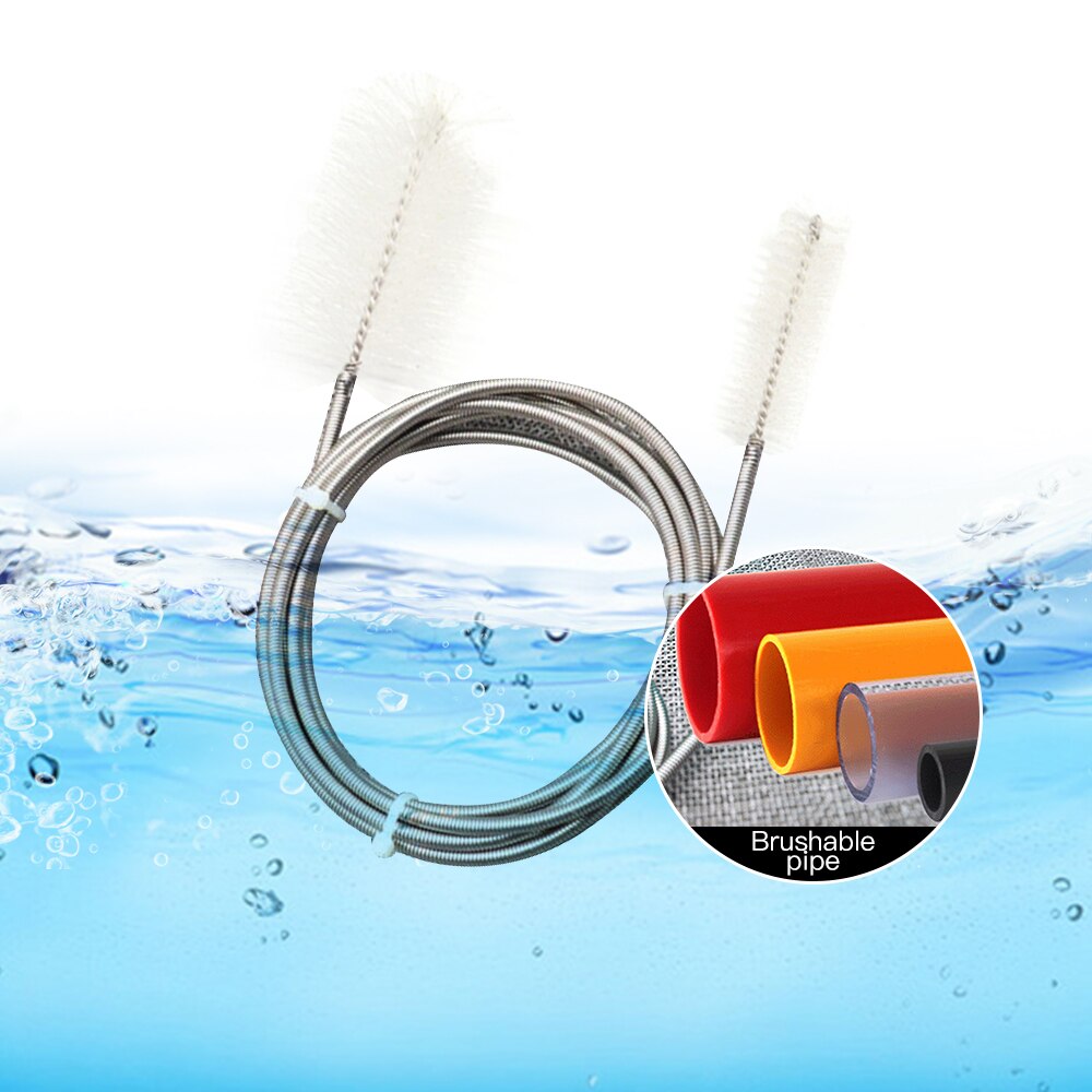 Luchtslang met dubbele uiteinden nylon aquarium waterfilter reinigingsborstel roestvrij staal flexibel multifunctioneel: Transparant / 90cm