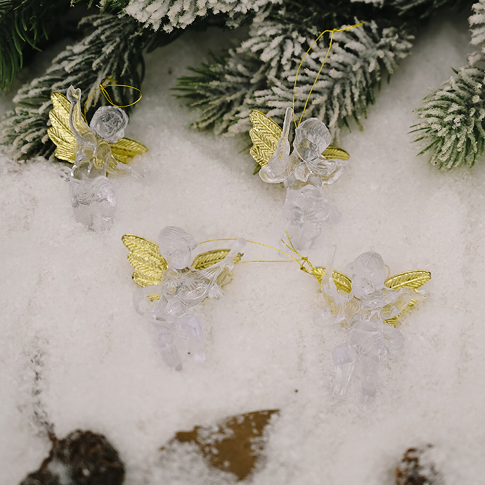 Christmas Transparent Angel Pendant Mini Acrylic Angel Hanging Ornaments Christmas Decorations Window Scene Arrangement