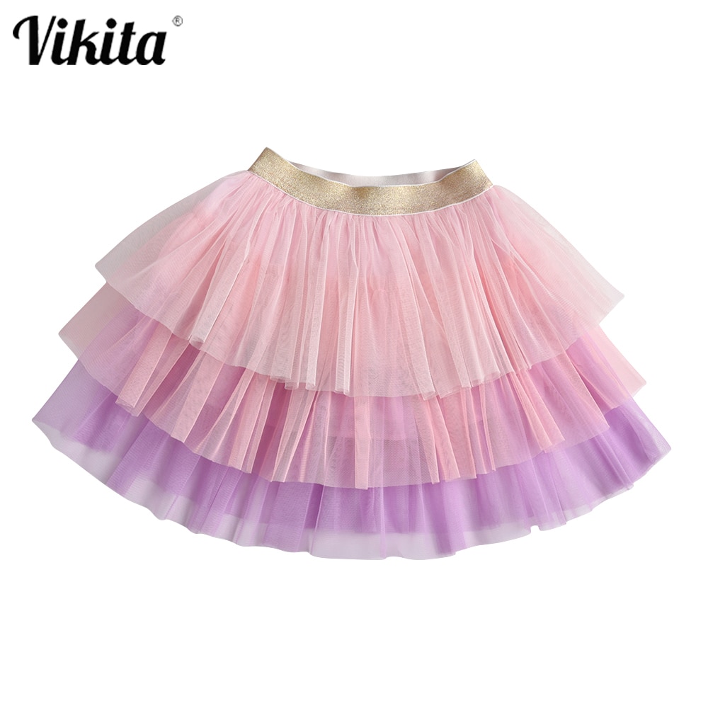 Vikita piger tutu kage nederdel børn dans mini nederdel piger prinsesse balkjole børn flerlags tyl nederdele børnetøj