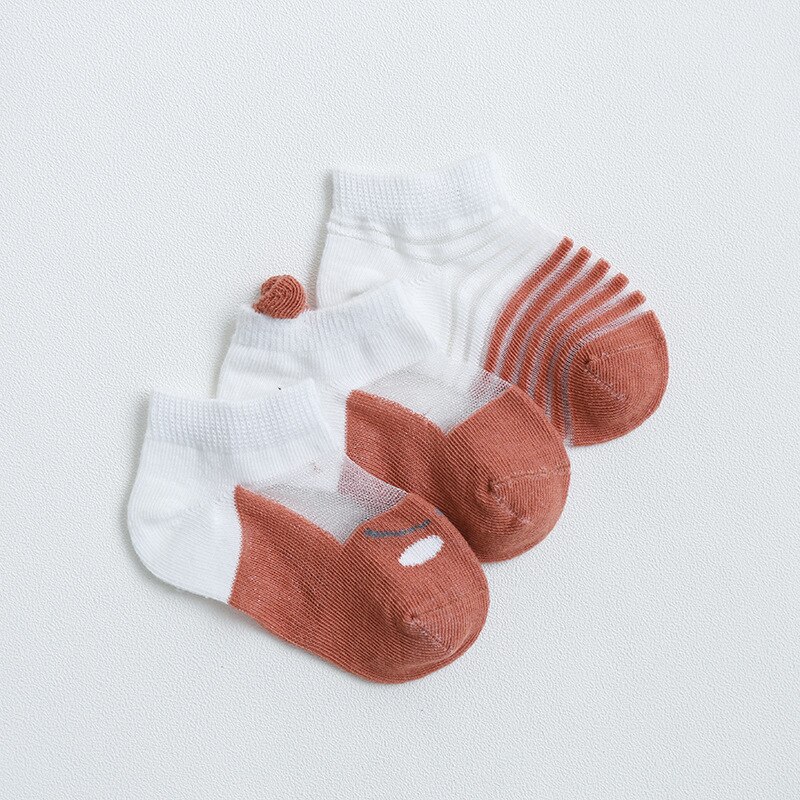 Kindersokken jongens en meisjes katoenen ademende mesh sokken 3 paar / groep lente en zomer babysokken: D / 12m