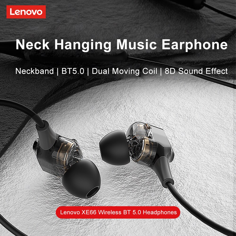 Lenovo XE66 BT5.0 Wireless Headphones 8D Surround Stereo Music Earbuds Magnetic Suction Waterproof Sport Headset with Mic
