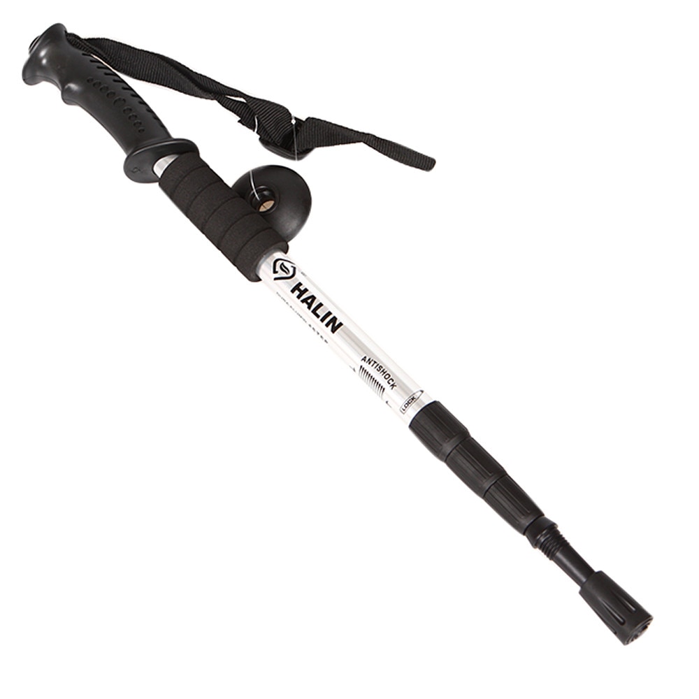 Outdoor Trekking Climbing Anti Shock Hiking Walking Trekking Trail Poles Stick Adjustable Canes 4-Sections hiking Accessories#g4: Silver