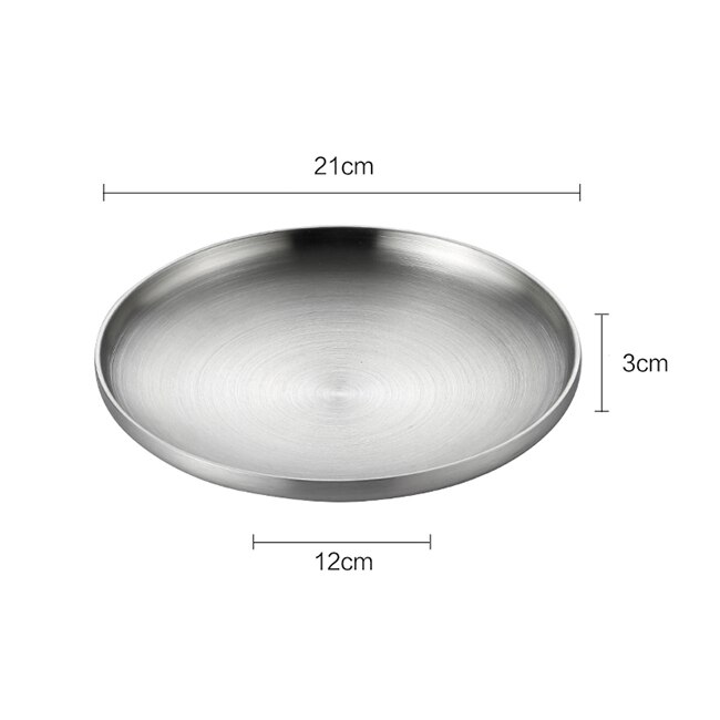 304 Edelstahl Runde Platte, Doppel-Doppelwandige Isolierte Abendessen Platte, Platten für Snack, Gerichte und Obst: 21CM