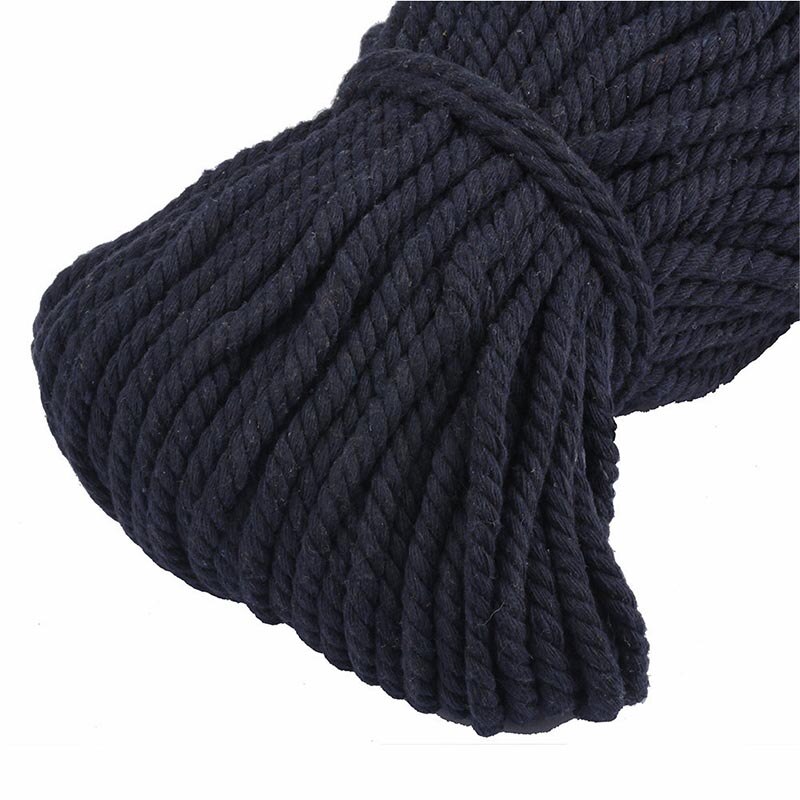 Cordon torsadé en Coton 100% avec 3 parties, 30 mètres, 5mm, corde pour sac, accessoires de couture, décoration pour bricolage: Navyblue