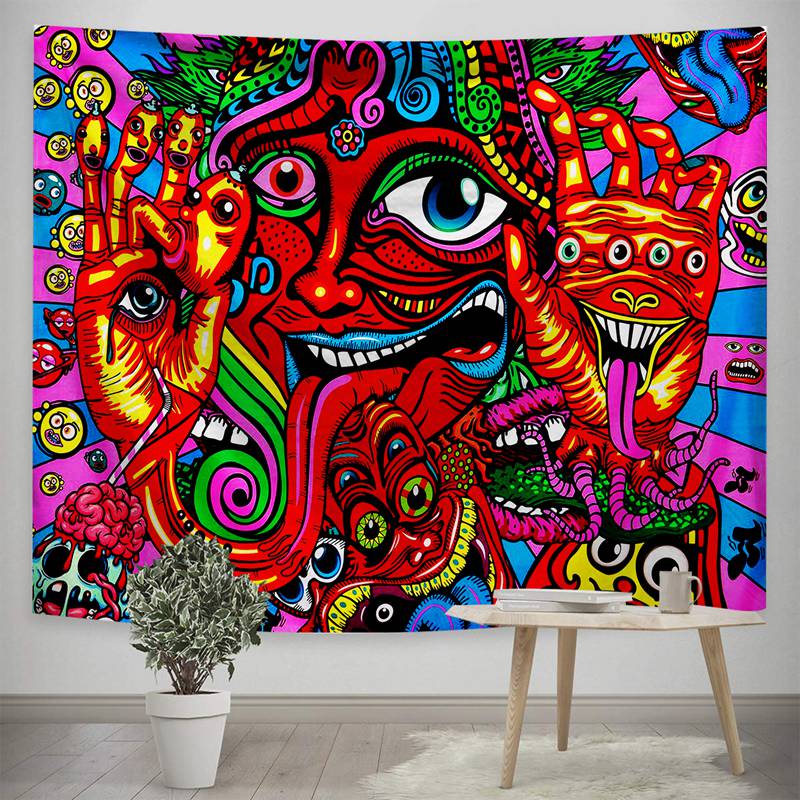 Psychedelische Arabesque Tapestry Mysterieuze Hippie Tapestry Abstract Patroon Trippy Tapestry Fantasy Magical Fractal Tapestry