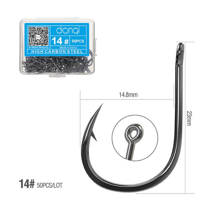 1 Box 50Pcs 3# - 16# Series High-carbon Steel Fishing Hook Barbed Single Circle Carp Hook Fishing Jig Hook Lure Bait Tackles: 14