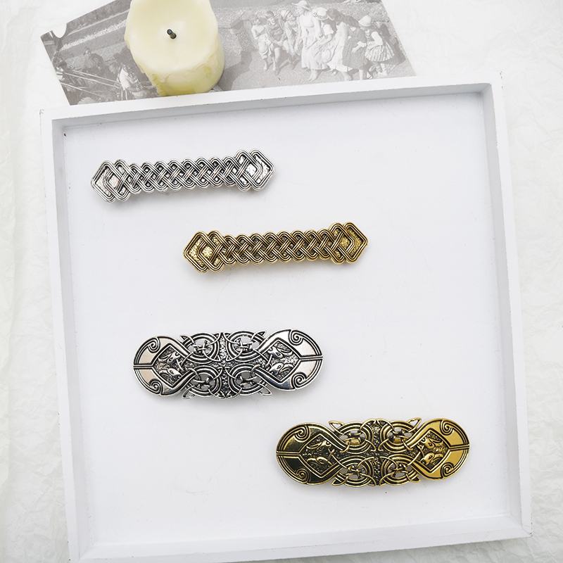 Viking Hairpin Nordic Celtics Knots Crown Vintage Metal Hair Barrettes Dragons Slide Hair Clip Women Hair Jewelry Accessorie