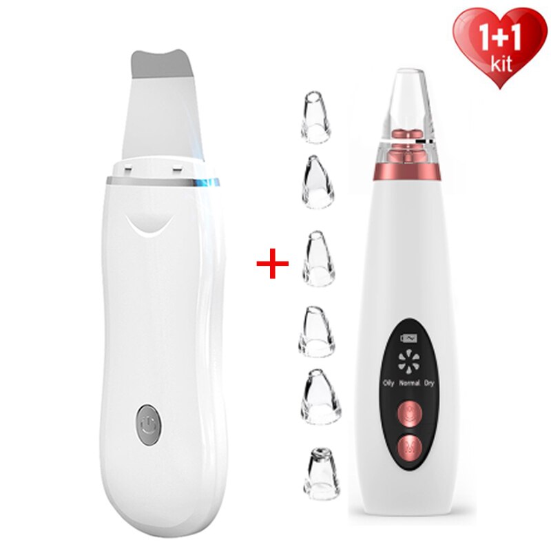 Ultrasonic Skin Scrubber Facial Pore Cleaner Moisturizing Facial Steamer Extractor Blackhead Removal Deep Clean Skin Care Tool: Set 6 USB