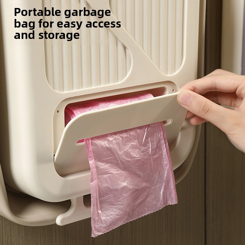 Kitchen garbage bin wall mounted foldable household kitchen waste cabinet door dedicated storage bin