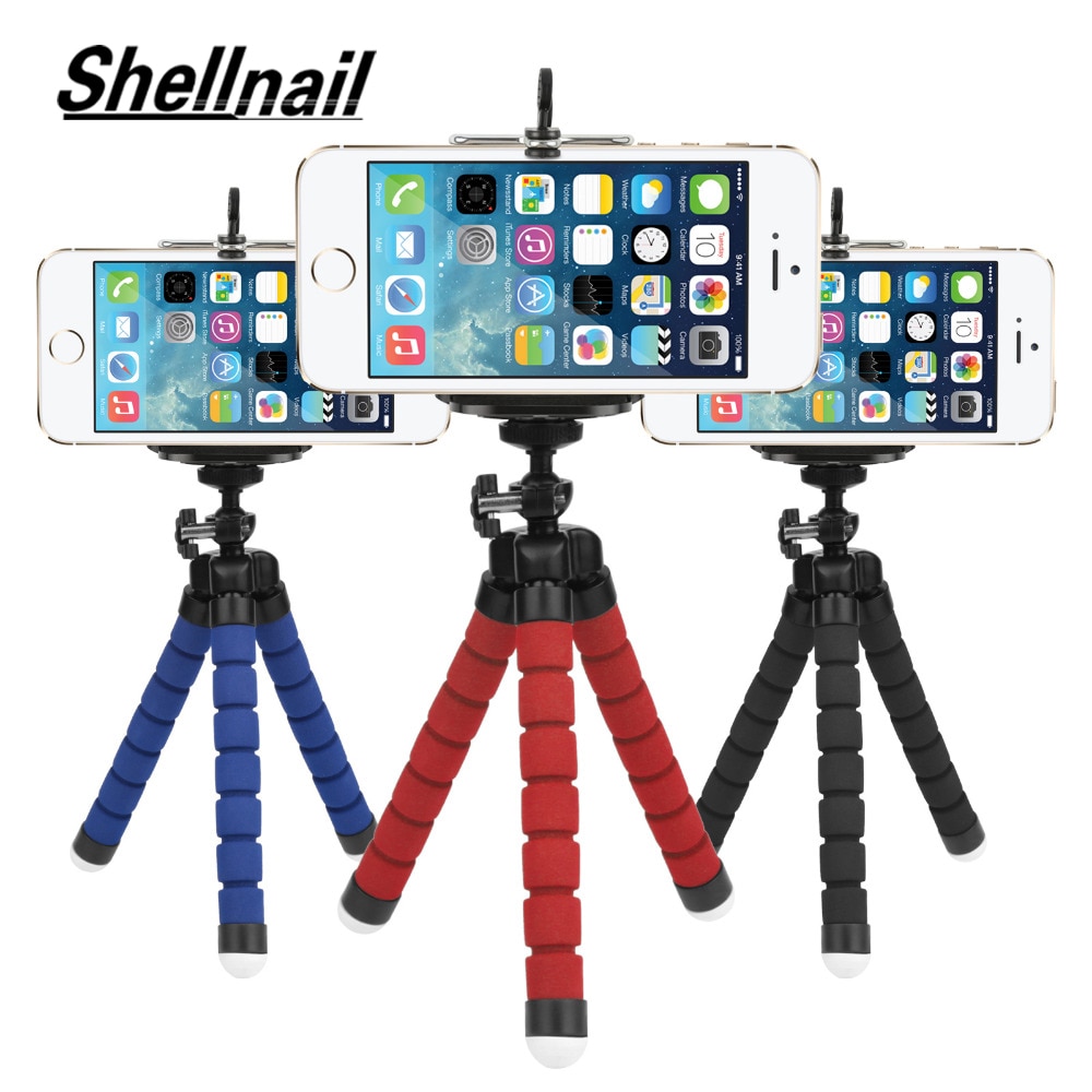 Shellnail Telefoon Clip Houder Mini Flexibele Spons Octopus Statief Smartphone Tripod Stand Camera Mobiele Telefoon Accessoire Ondersteuning