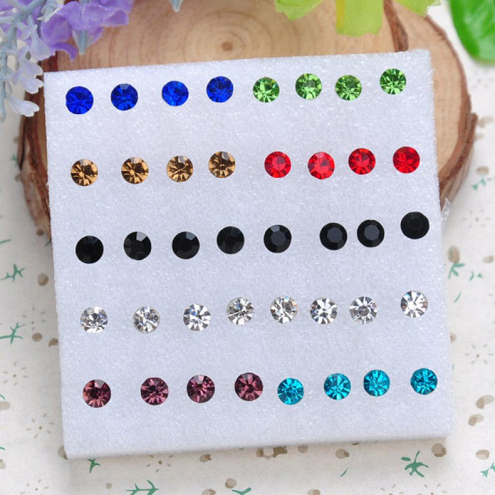 40Stck Multi-Farbe Stein Kristall Ohr Nieten einstellen Elegante Ohrringe Vermeiden Allergie Stift Ohrringe einstellen Für Frauen Mädchen schmuck: 4mm