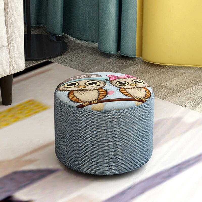 Nordic Household Small Stool Bench Low Sofa Stool Fabric Round Small Chair Shoe Changing Small Wooden Stool