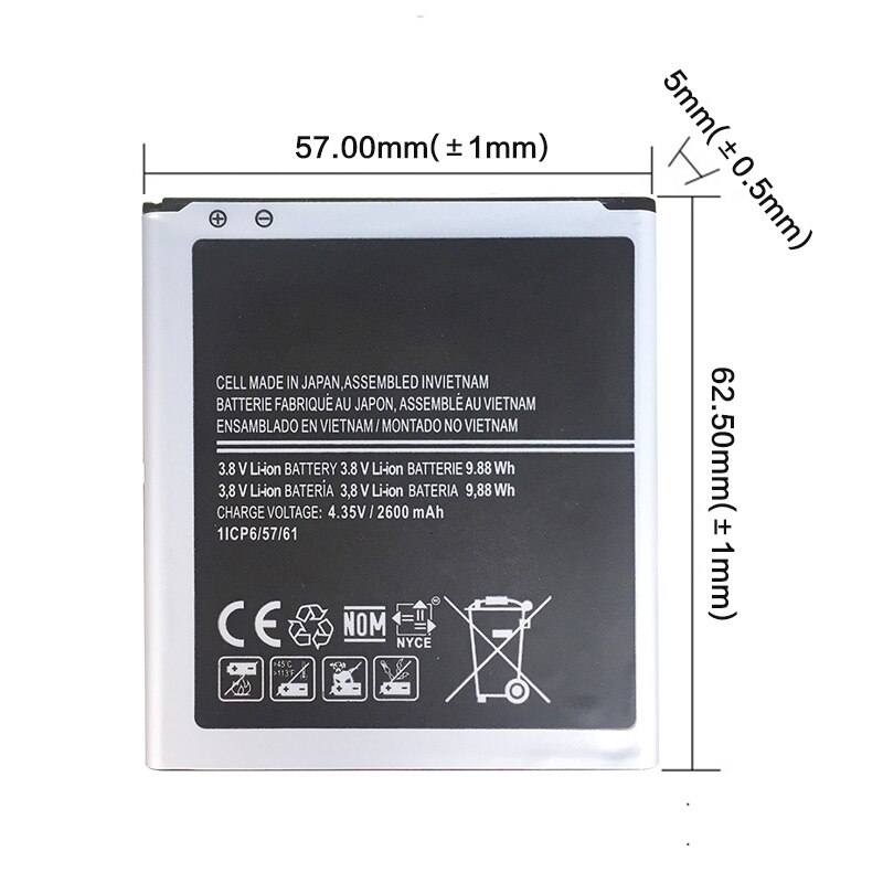 Nuovo 3.8V 2600mAh Batteria Ricaricabile Del Telefono Accumulatore per Samsung J3/J3109/J5/J5008/J5009 /J500F/G5306W/G5308