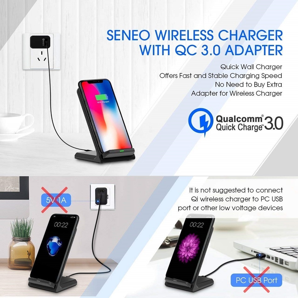 Qi trådløs opladerstander kompatibel til samsung  s9 s8 plus note 9 8 iphone  x 8 xs max xr mobiltelefon usb hurtig trådløs oplader