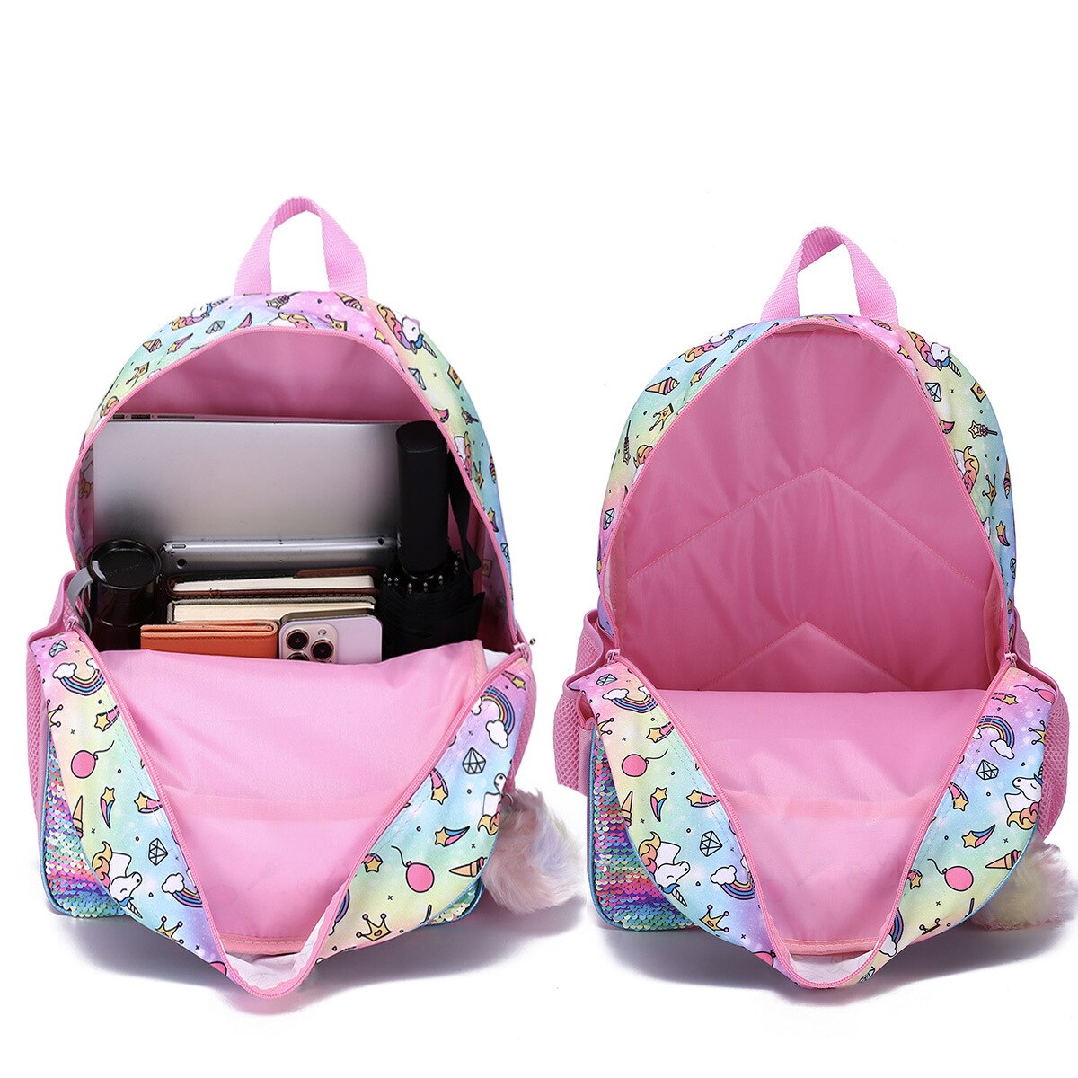 Cute Unicorn Crescent Backpack For Girls – Kids School Bookbag With Multiple Pockets, 11.4x5.5x16 Inch - View #10