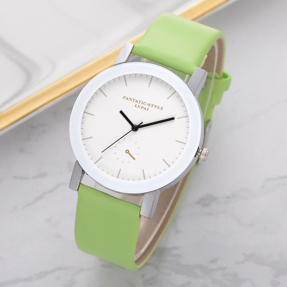 Lvpai geel dameshorloge quartz leren band polshorloge relogio feminino montre femme horloge zegarek damski: En