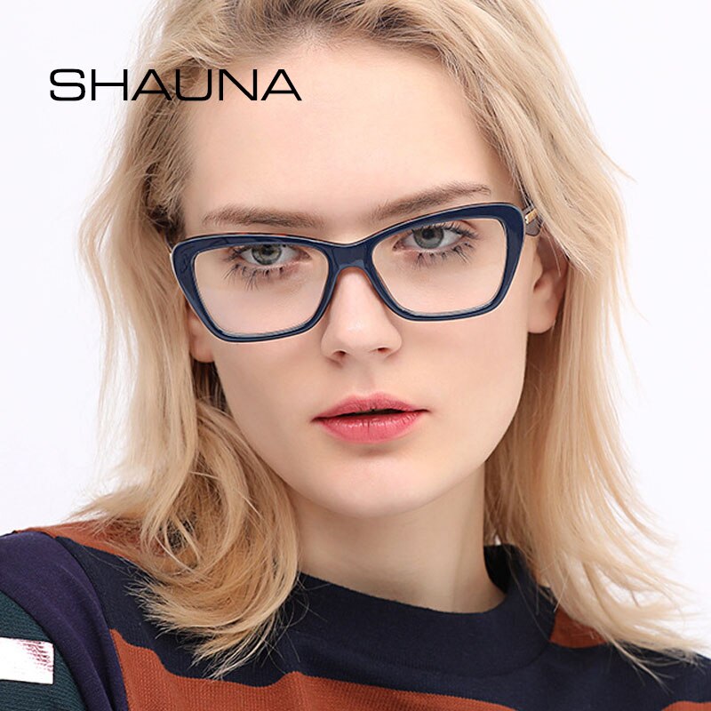 SHAUNA primavera bisagra Retro ojo de gato gafas marco mujeres resina lente gafas ópticas