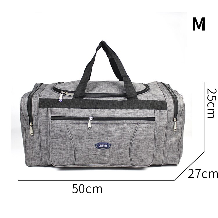 Oxford-bolsas de viaje impermeables para hombre, bolso de viaje de mano, grande, de gran capacidad, para fin de semana: M-gray