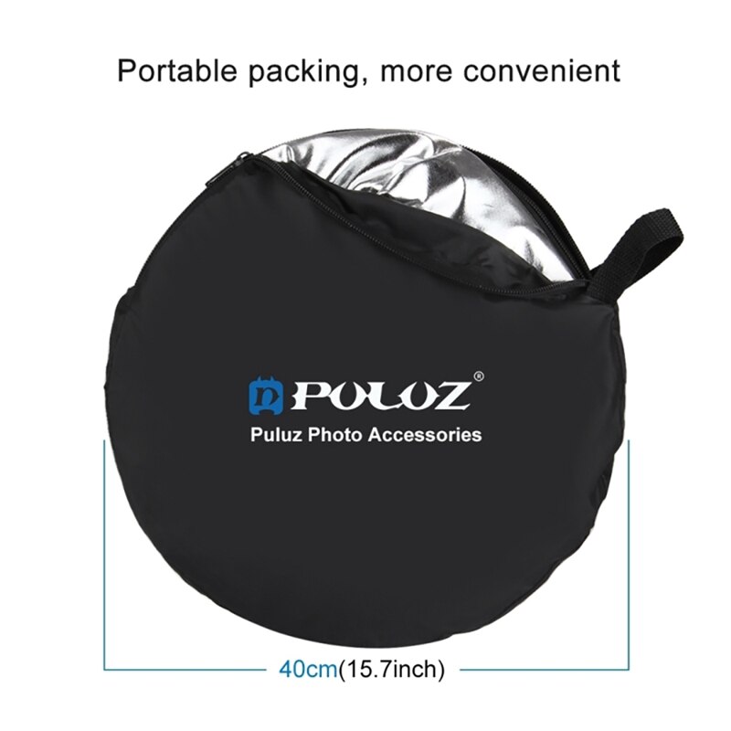 Puluz Foto Reflector 110Cm Goud/Zilver/Wit/Zwart/Zacht Licht 5 In 1 Opvouwbare Draagbare foto Reflector