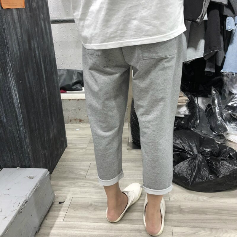 Sleep Bottoms Women Summer Ripped Holes Korean Trendy Ulzzang Cozy Elastic Waist Loose Home Outwear Casual All-match Harem Track