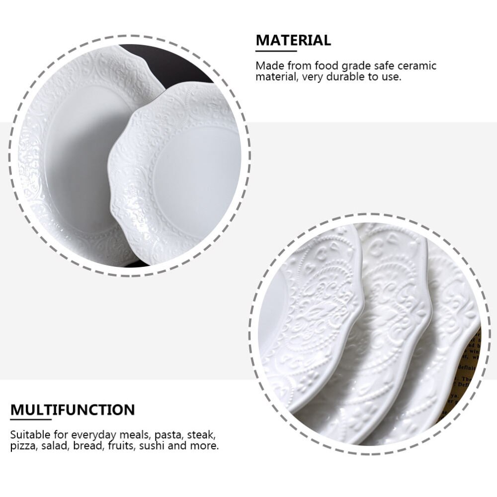 1Pc Dessertbord Thuis Plaat Pure Kleur Knoedel Plaat (8.25 Inch Wit)