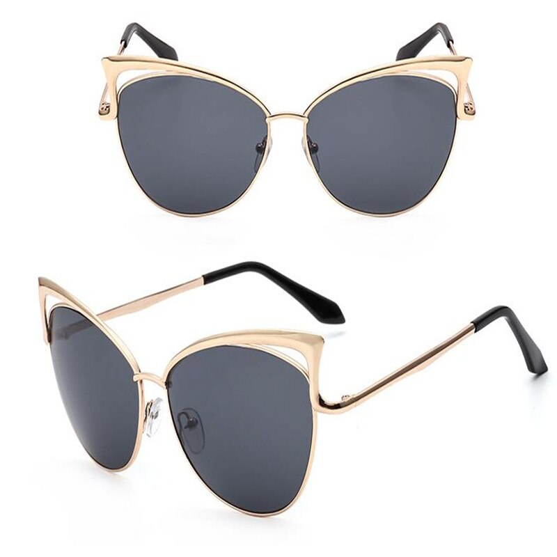 katt øye merke solbriller kvinner speil flat rose gull årgang metall reflekterende solbriller kvinner hunn oculos gafas