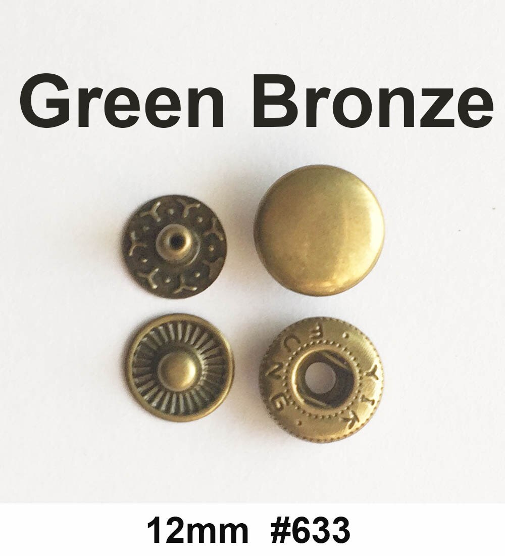 Okrągły metalowy przycisk zatrzaskowy robić skórzanych toreb odzieżowych pstryknąć Fastner zatrzaski zestaw narzędzi instalator srebrne guziki 831/633/655/201/203: 30 zestaw / brązowy  12mm 633