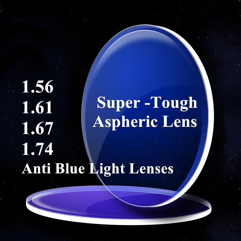 Gafas asféricas de resina con bloqueo de luz azul, lentes para miopía, hipermetropía, presbicia, CR-39 prescripción, 1,56, 1,61, 1,67, 1,74