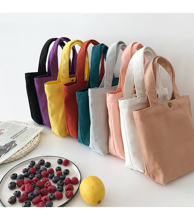 Jedzenie niosące pudełko na obiad urocza torba dziecko zakupy puste Eco klient prezent z płótna przenośne dzieci luzem tkanina w jednolitym kolorze obiad