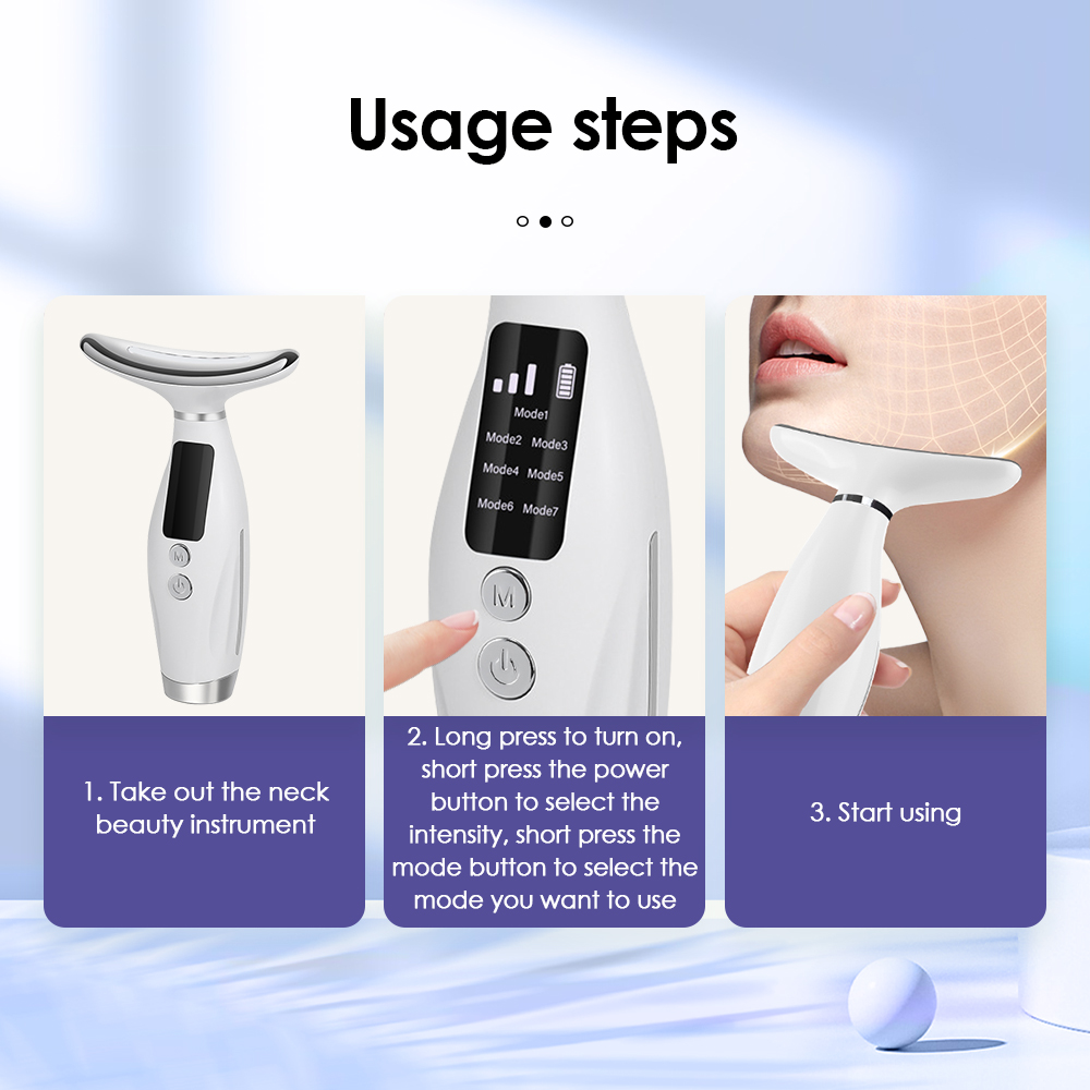 Dispositivo de belleza para el cuello y la cara, masaje vibratorio para cara y cuello, Skindion Personal, dispositivo de belleza para uso doméstico, máquina de estiramiento facial,Lámpara LED de 7 colores, equipo de be