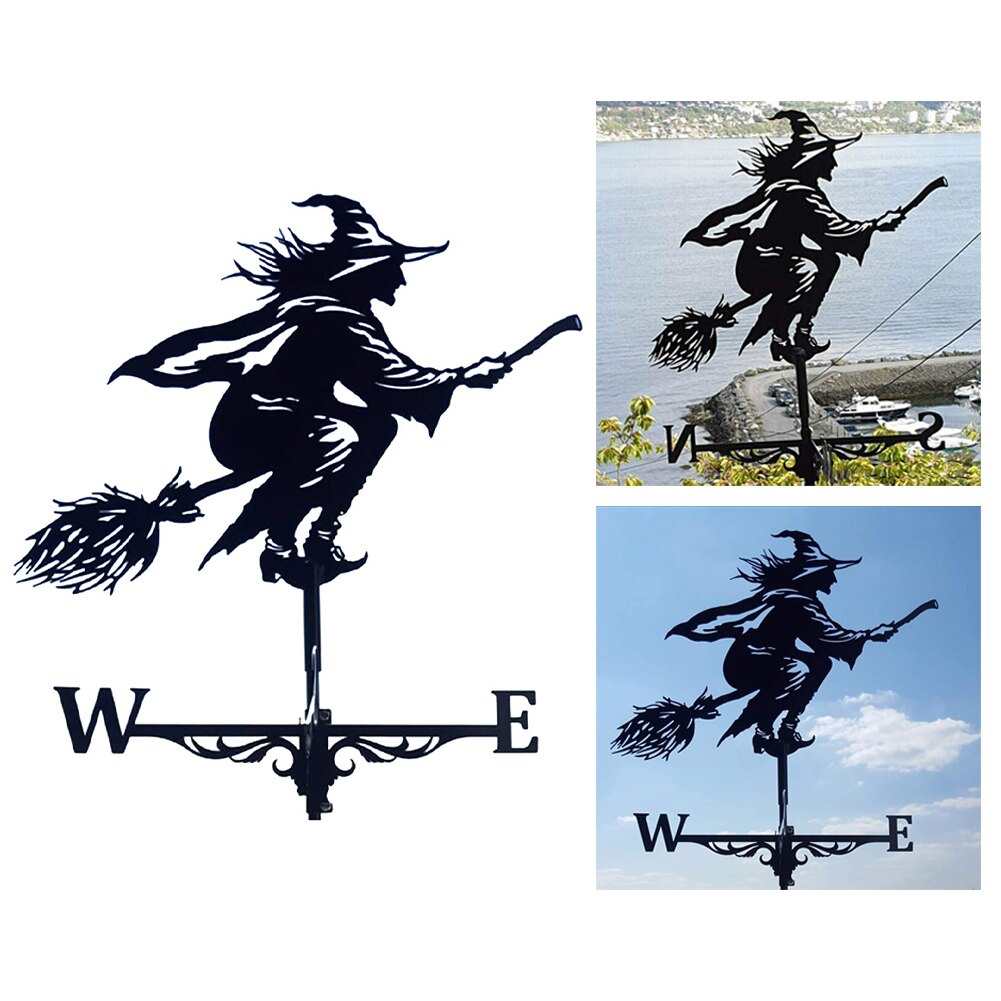 Windwijzer Tuin Stake Wind Richting Indicator Meten Met Heks Patroon Ornament Decoratie Voor Rooftop Outdoor Yard