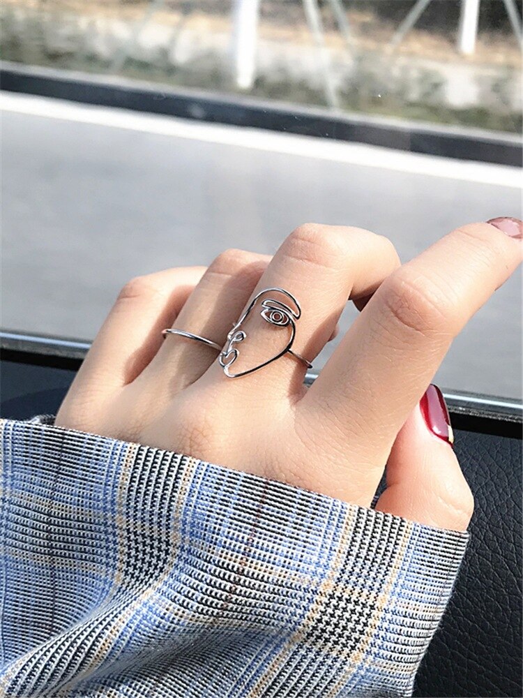 Originele Populaire Menselijk Gezicht Vinger Ring Eenvoudige Ringen Voor Vrouwen Wedding Engagement Sieraden