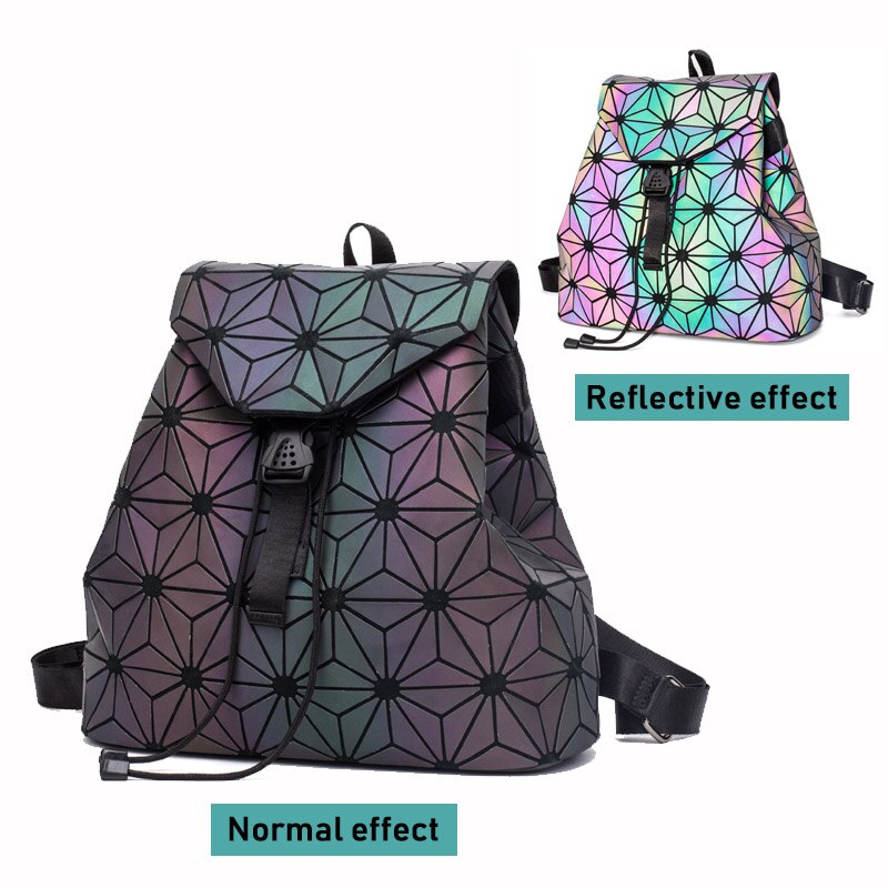 Mochilas de lujo para mujer, bandoleras de , luminosas, geométricas, escolares, holográficas: Luminous Black B